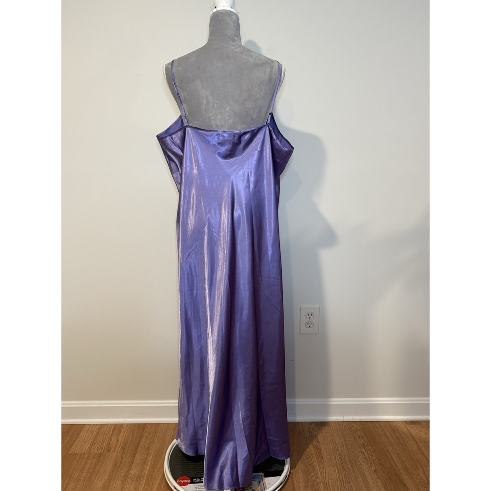 Vintage Roaman's Lavender Purple Floral Nightgown Sleep Satin Slip Dress 1X - Picture 5 of 11
